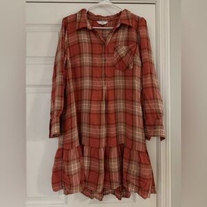 Time and Tru Orange Flannel Dress